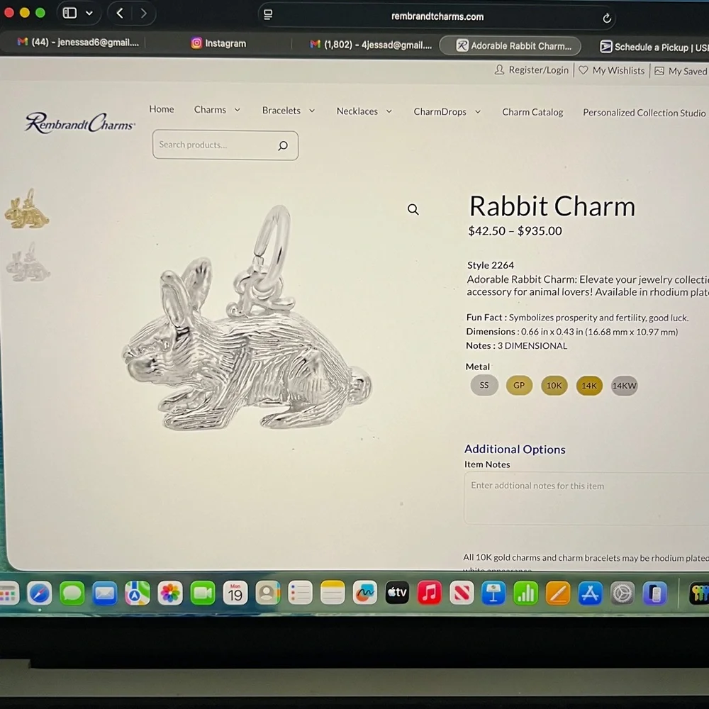 Rembrandt Charms: Rabbit Charm SS - Picture 7 of 7